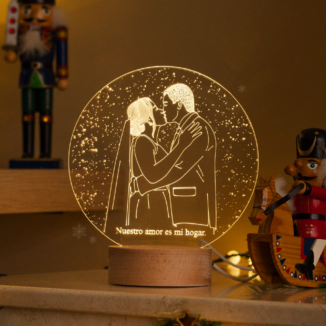 Lámpara Madera Copito de Nieve Pareja