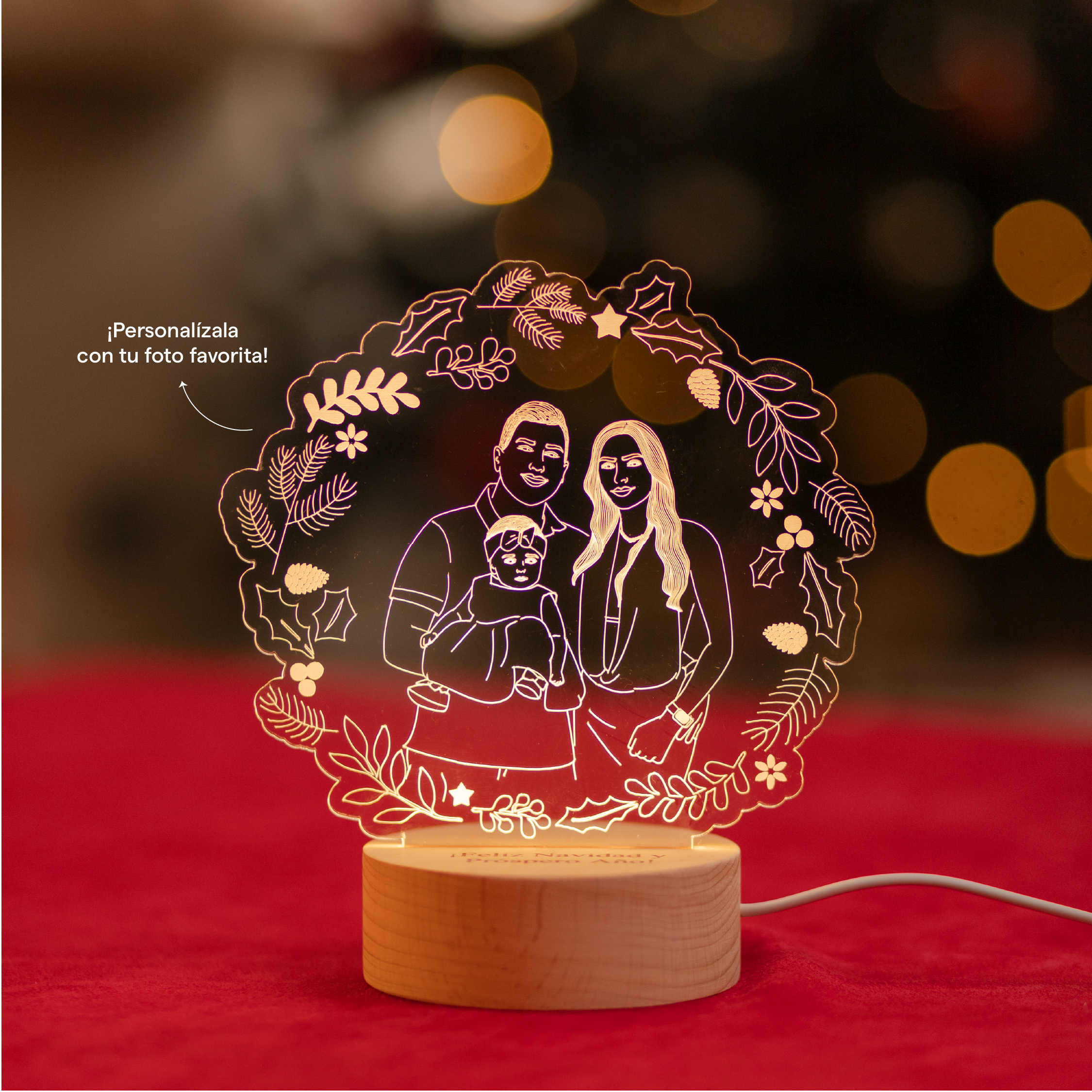 Lámpara Madera Arco Navideño