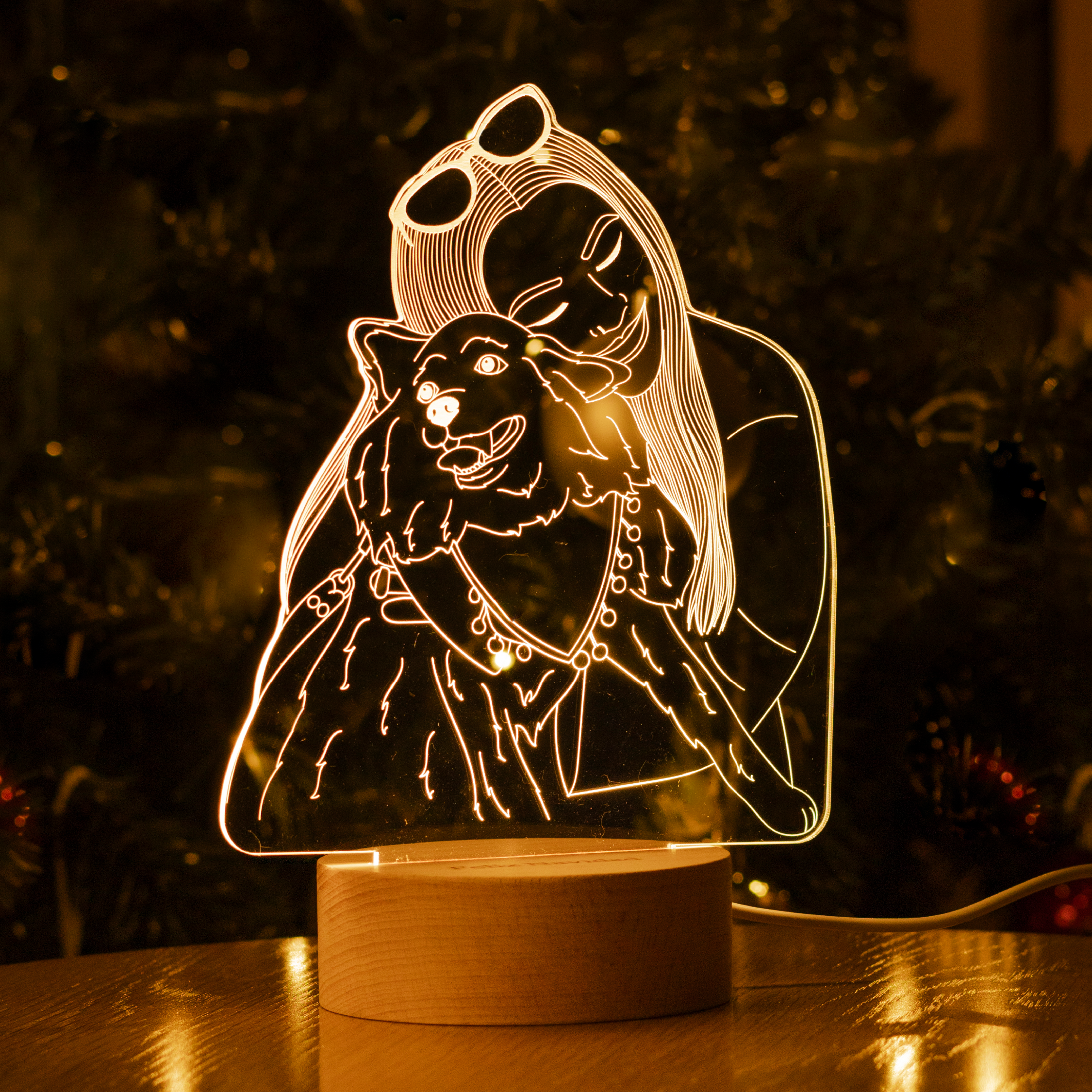 Lámpara Madera Personalizada Mascota