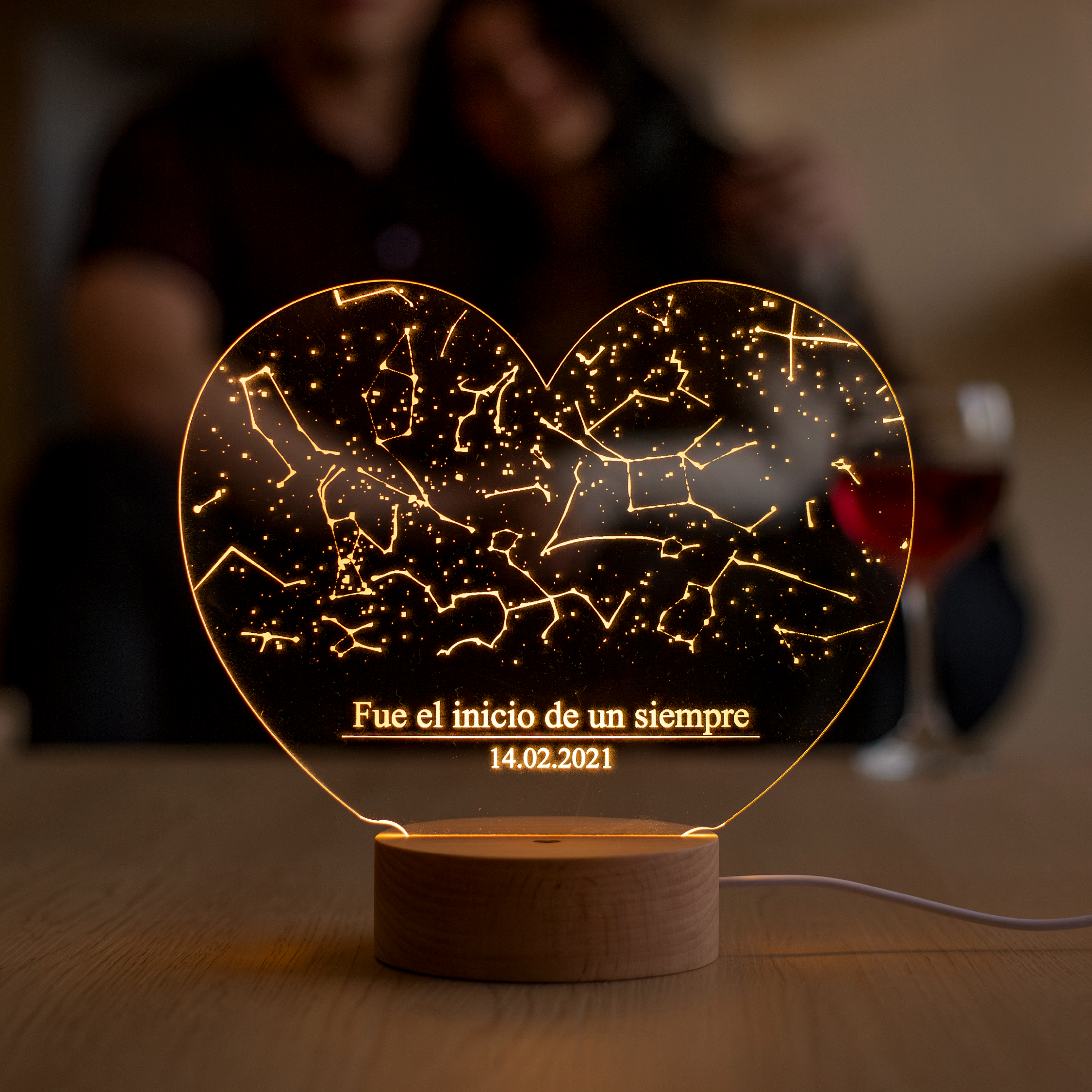 Lámpara Madera Corazón Mapa Estelear