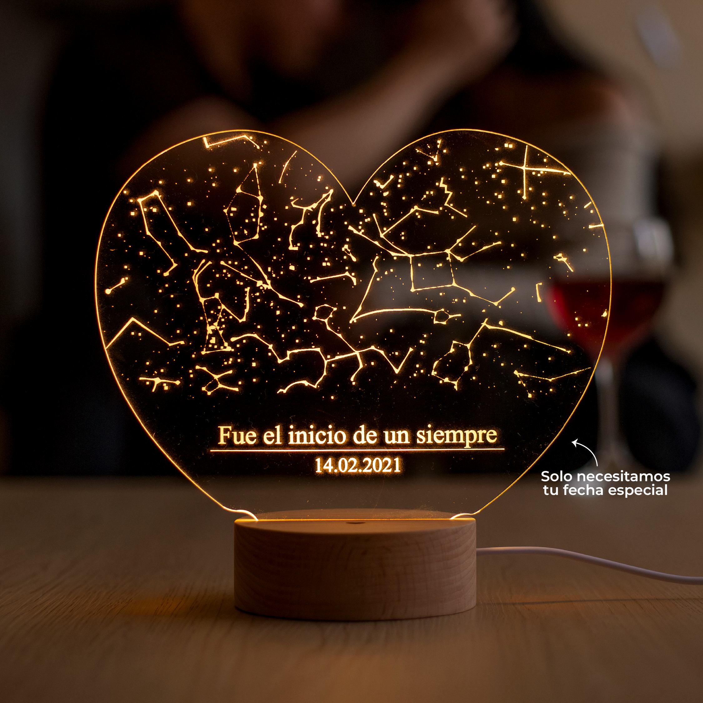 Lámpara Madera Corazón Mapa Estelear