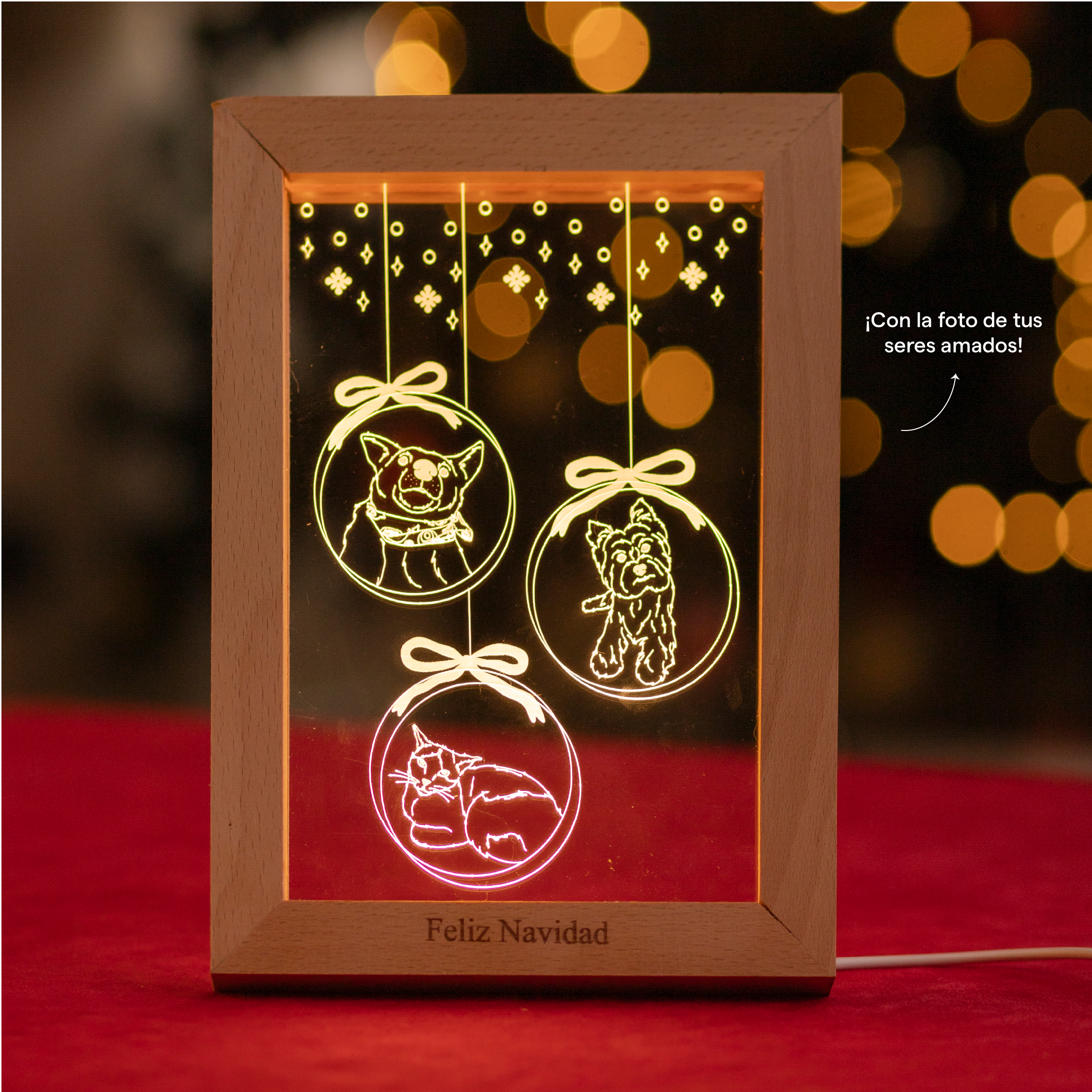 Lámpara Portarretrato Multi Esferas Navideñas