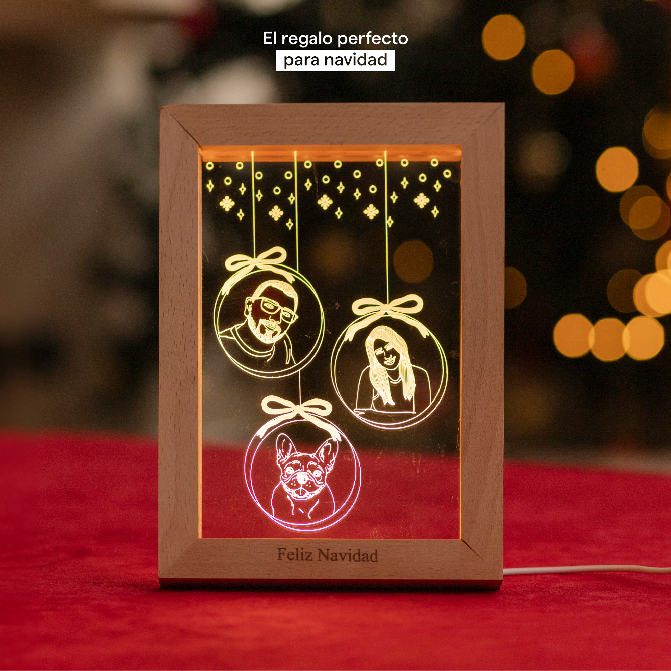 Lámpara Portarretrato Multi Esferas Navideñas