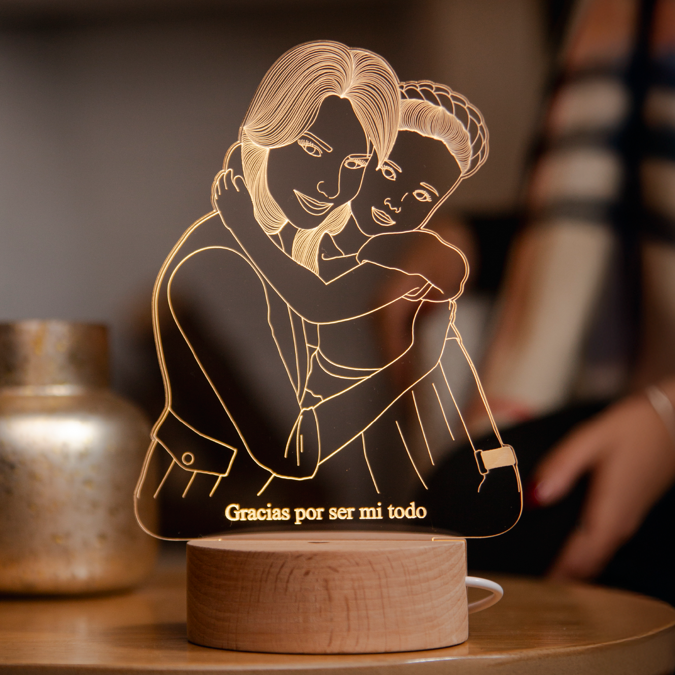 Lámpara Madera Personalizada Foto