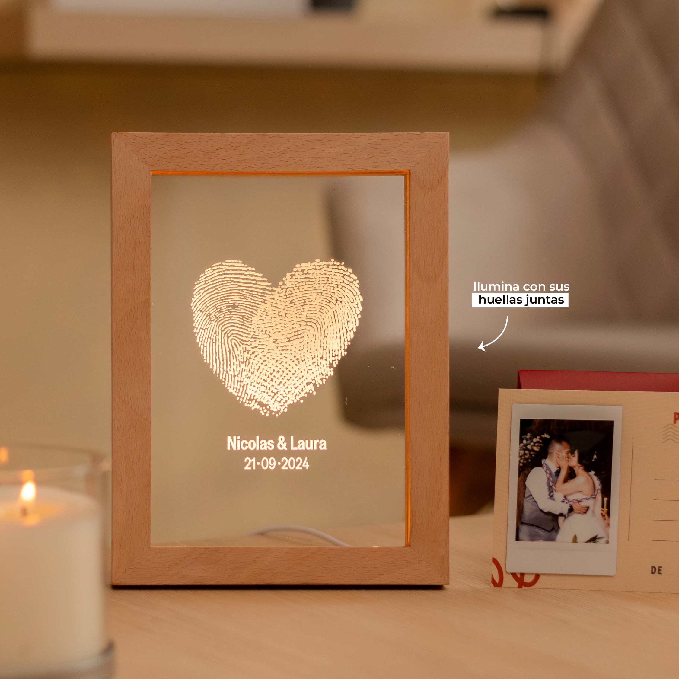 Portarretrato Huellas Pareja