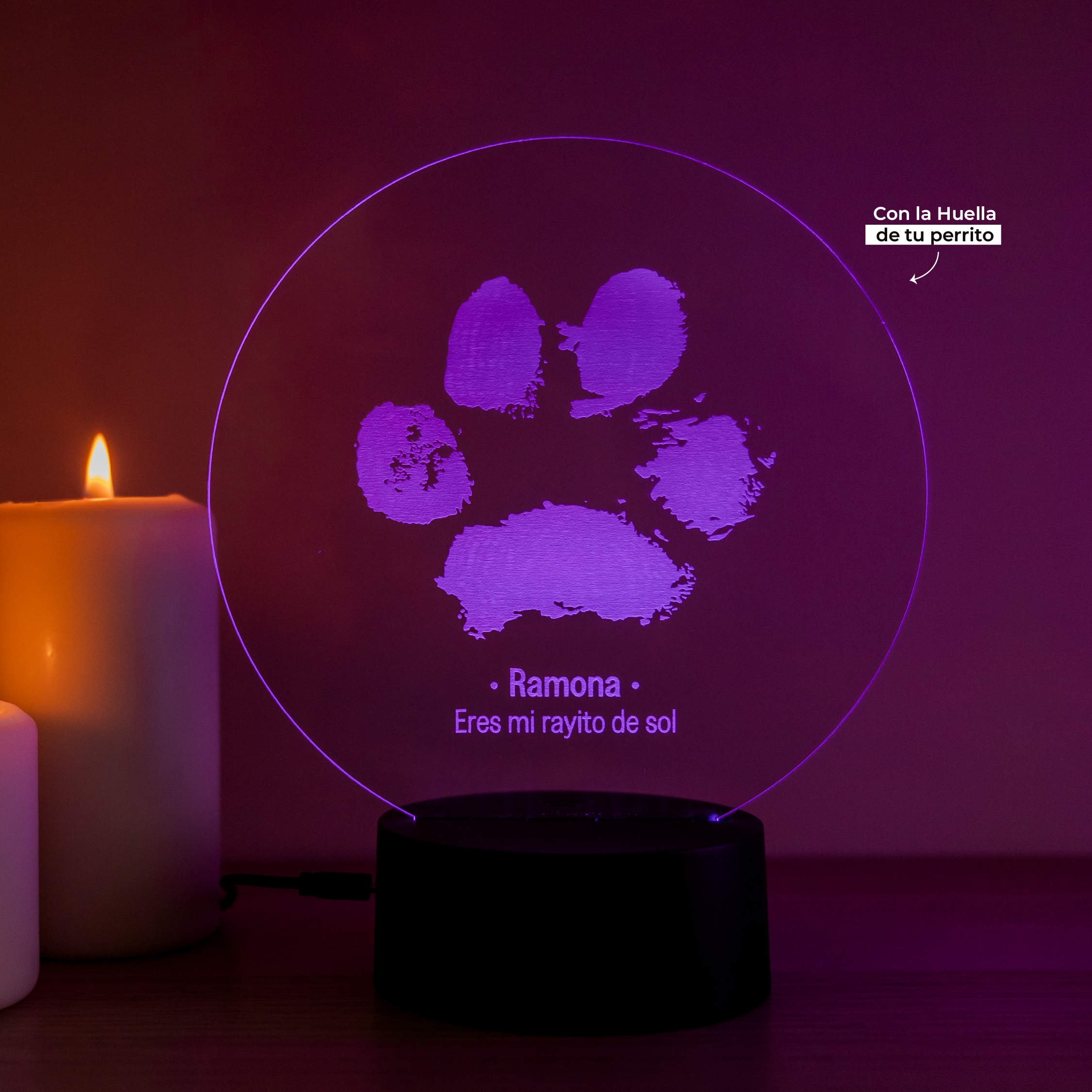 Lámpara Colores Huella Mascota