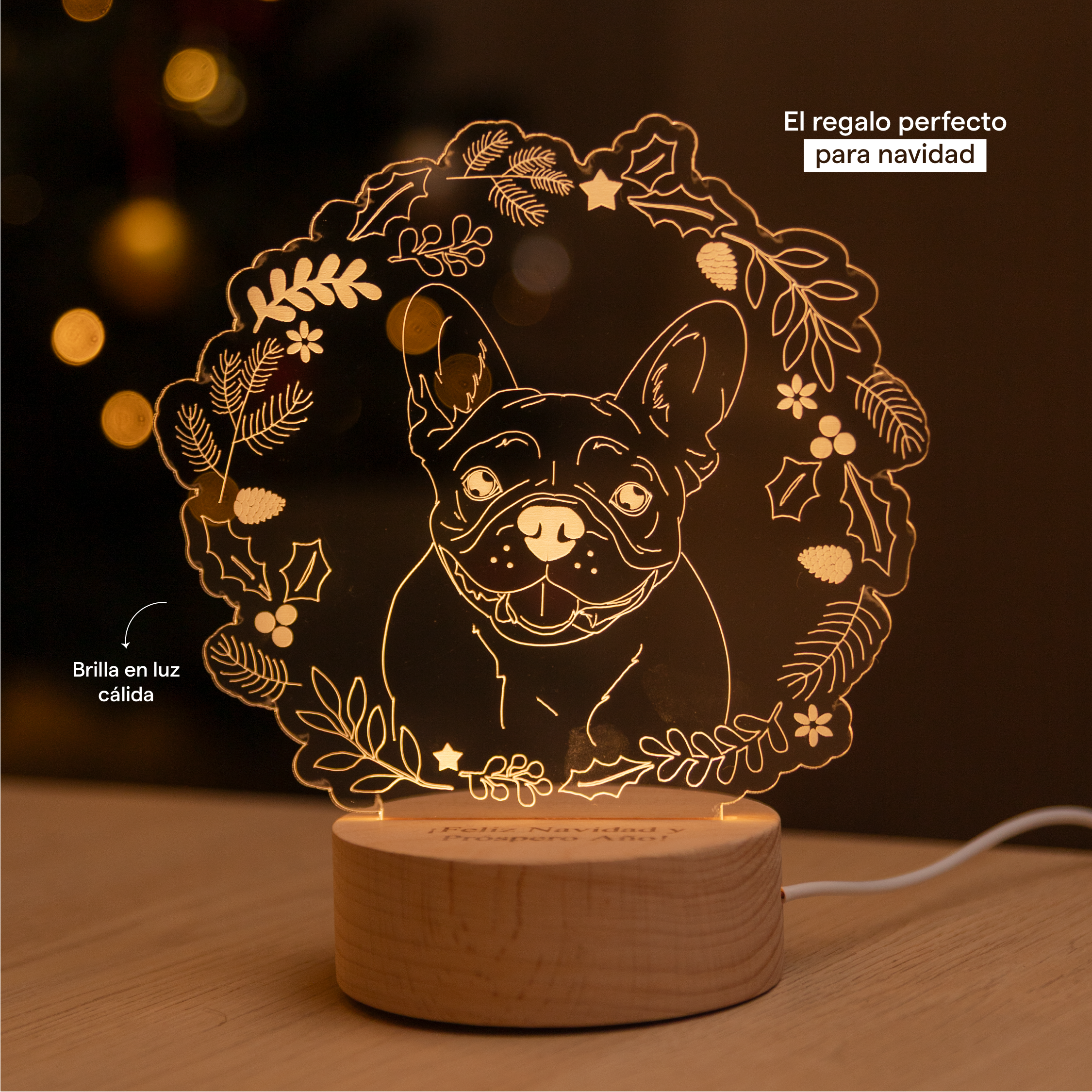 Lámpara Madera Arco Navideño