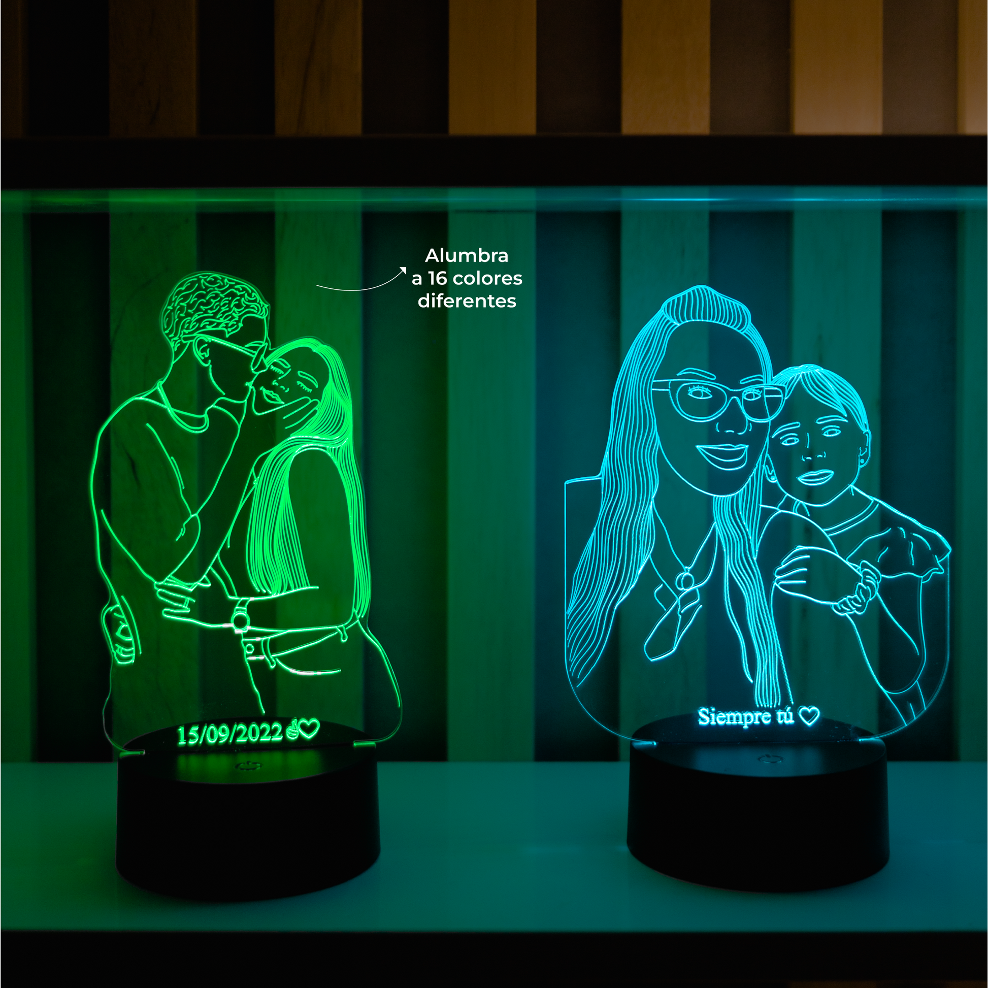 Lámpara LED personalizada con 4 fotos y texto